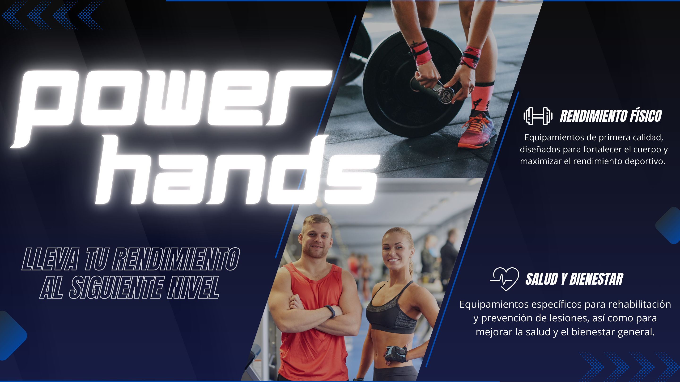 “Power Hands – Equipamiento para rehabilitación de mano, muñeca y antebrazo, entrenamiento funcional, fuerza de agarre y rendimiento deportivo. Imagen promocional de salud, bienestar y fortalecimiento muscular.”