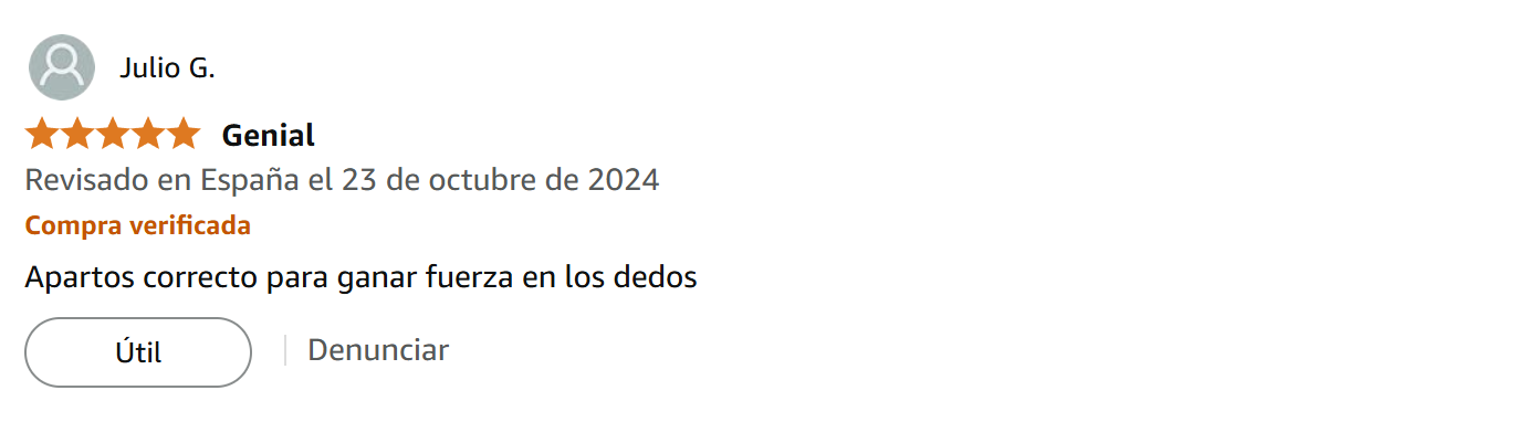 “Power Hands – Opiniones reales de clientes satisfechos. Imagen con reseñas verificadas de Amazon sobre la Gyro Ball y el Pack Fuerza de Agarre, destacando calidad, eficacia, mejora en la fuerza de dedos y satisfacción general. Valoraciones auténticas que reflejan resultados positivos en rehabilitación y rendimiento deportivo.”